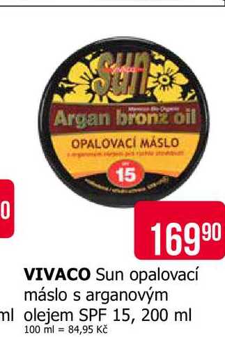 VIVACO Sun opalovací máslo s arganovým olejem SPF 15, 200 ml
