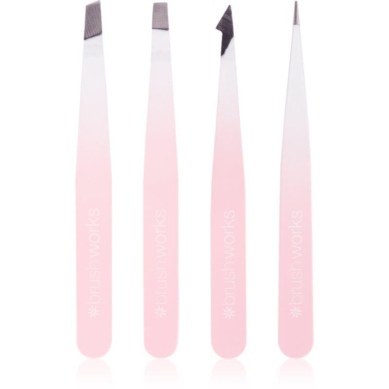 Brushworks The Complete sada pinzet na obočí White & Pink