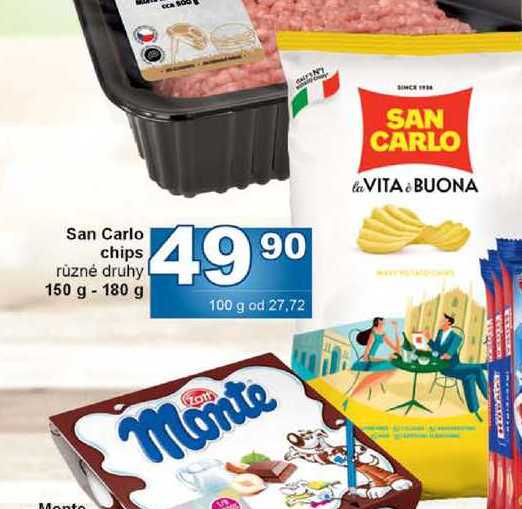 San Carlo chips různé druhy 150 g - 180 g 
