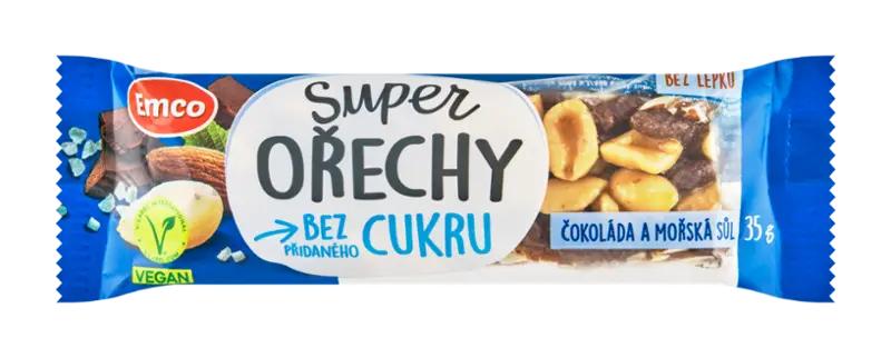 Emco Tyčinka Super ořechy čokoláda a mořská sůl, 35 g