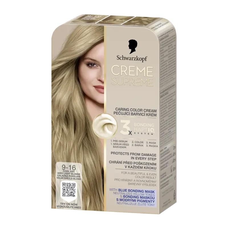 Schwarzkopf Barva na vlasy Creme Supreme 9-16 Chladná popelavá velmi světlá blond, 1 ks
