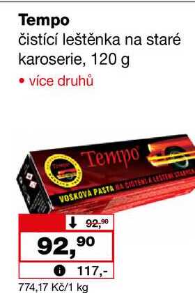 Tempo čistící leštěnka na staré karoserie, 120 g