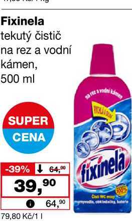 Fixinela tekutý čistič na rez a vodní kámen, 500 ml 