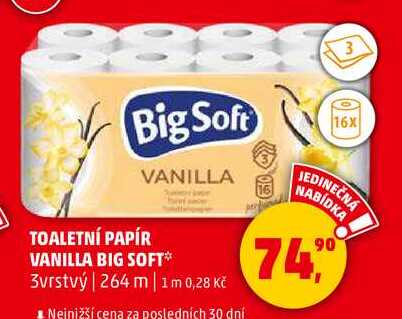 TOALETNÍ PAPÍR VANILLA BIG SOFT, 3vrstvý, 16 ks, 264 m 