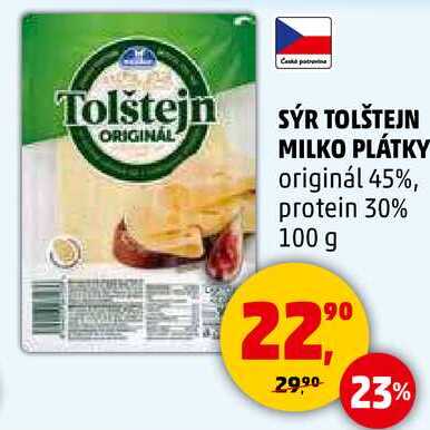 SÝR TOLŠTEJN MILKO plátky, 100 g