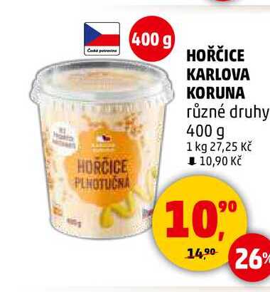 HOŘČICE KARLOVA KORUNA různé druhy, 400 g 