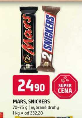 Mars snickers 70-75 g vybrané druhy