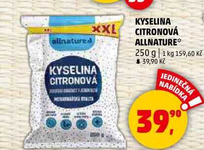 KYSELINA CITRONOVÁ ALLNATURE, 250 g 