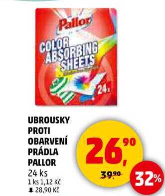 UBROUSKY PROTI OBARVENÍ PRÁDLA PALLOR, 24 ks 