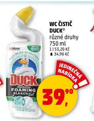 WC ČISTIČ DUCK různé druhy, 750 ml  