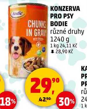 KONZERVA PRO PSY BODIE různé druhy, 1240 g  