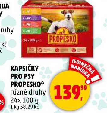 KAPSIČKY PRO PSY PROPESKO různé druhy, 24x 100 g   