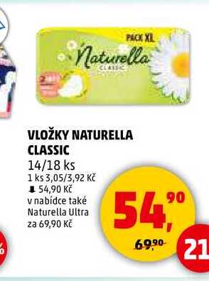 VLOŽKY NATURELLA CLASSIC, 14/18 ks 