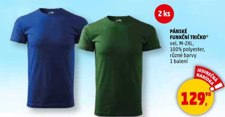 PÁNSKÉ FUNKČNÍ TRIČKO vel. M-2XL, 100% polyester, různé barvy, 1 balení 