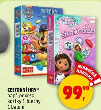 CESTOVNÍ HRY např. pexeso, kostky či blechy, 1 balení 