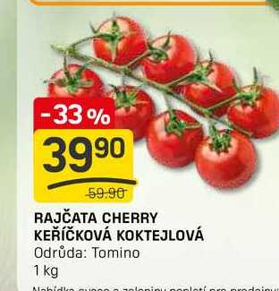 RAJČATA CHERRY KEŘÍČKOVÁ KOKTEJLOVÁ Odrůda: Tomino 1 kg 