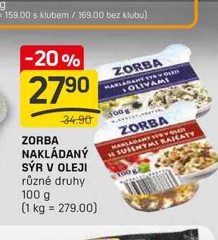 ZORBA NAKLÁDANÝ SÝR V OLEJI různé druhy 100g