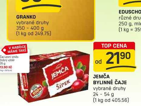 JEMČA BYLINNÉ ČAJE vybrané druhy 24-54 g