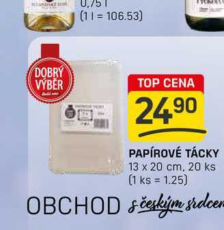 PAPÍROVÉ TÁCKY 13 x 20 cm, 20 ks 