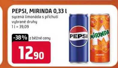 Pepsi mirinda 0,33l sycená limonáda s příchutí vybrané druhy 