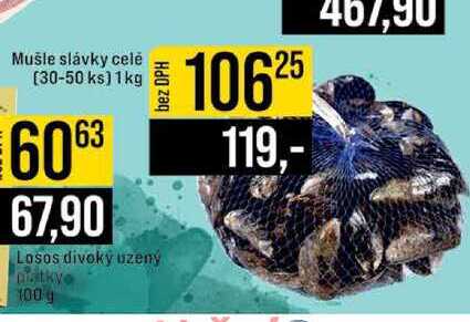 Mušle slávky celé (30-50 ks) 1kg 