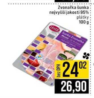 Zvonařka šunka nejvyšší jakosti 95% plátky 100 g