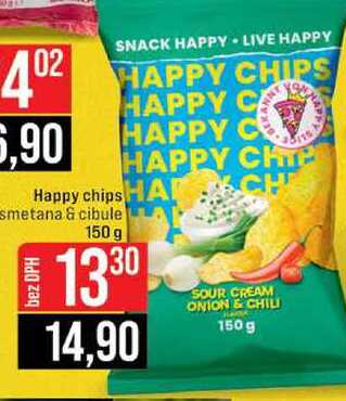 Happy chips smetana & cibule 150 g 