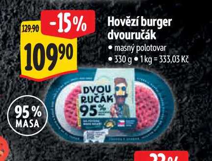   Hovězí burger dvouručák  330 g