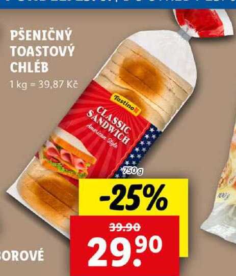 PŠENIČNÝ TOASTOVÝ CHLÉB, 750 g