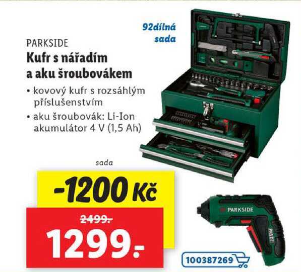 Kufr s nářadím a aku šroubovákem 
