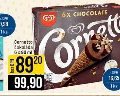 Cornetto čokoláda 6 x 90 ml