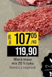 Mleté maso mix 20% tuku hovězí a vepřové 1kg