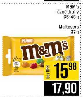 M&M's různé druhy 36-45 g Maltesers 37 g 