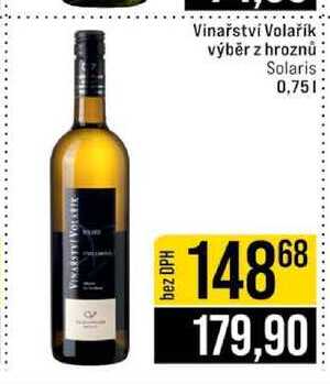 Vinařství Volařík výběr z hroznů Solaris 0,75l