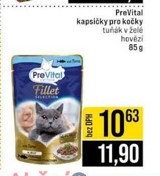 PreVital kapsičky pro kočky tuňák v želé hovězí 85 g
