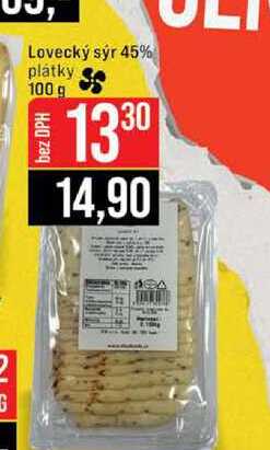 Lovecký sýr 45% plátky 100 g