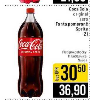 Coca Cola original zero Fanta pomeranč Sprite 2l