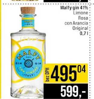 Malfy gin 41% Limone Rosa con Arancia Original 0,7l