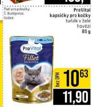PreVital kapsičky pro kočky tuňák v želė hovězí 85 g 
