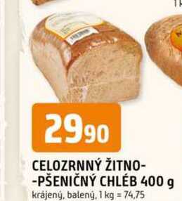 Clozrnný žitno-pšeničný chléb 400g