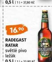 Rdegast Ratar, světlé pivo ležák 0,5l