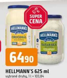 Hellmann's majonéza, tatarská omáčka 625ml, vybrané druhy