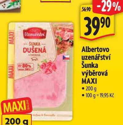 Albertovo uzenářství Šunka výběrová MAXI, 200 g 