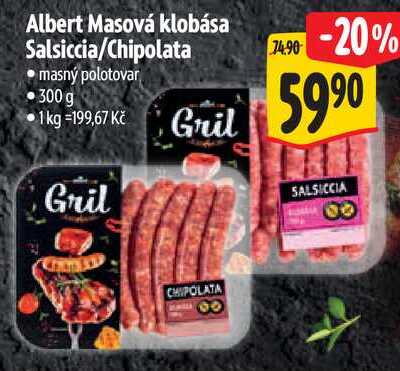 Albert Masová klobása Salsiccia/Chipolata, 300 g