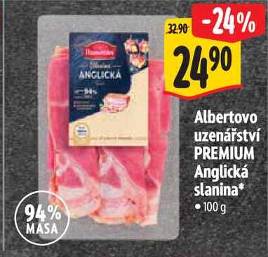 Albertovo uzenářství PREMIUM Anglická slanina, 100 g