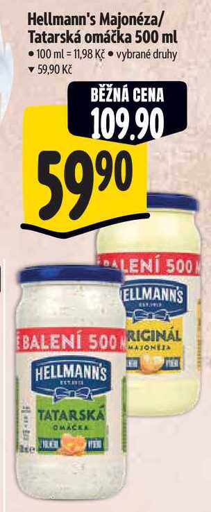Hellmann's Majonéza/Tatarská omáčka, 500 ml 
