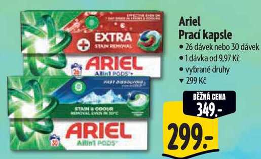 Ariel Prací kapsle, 26 dávek nebo 30 dávek 