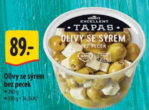 Olivy se sýrem bez pecek, 260 g