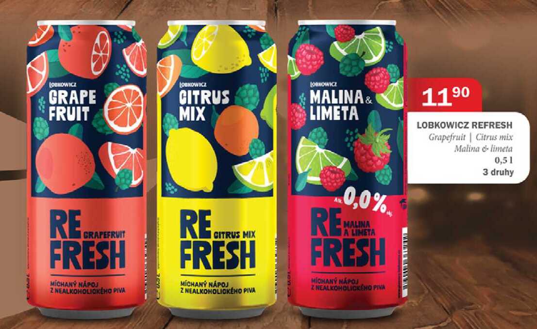 LOBKOWICZ REFRESH Grapefruit Citrus mix Malina & limeta 0,51  
