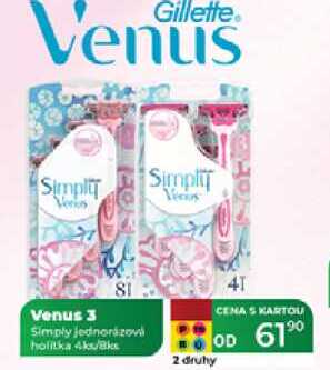 Venus 3 Simply jednorázová holitka 4ks/8 ks